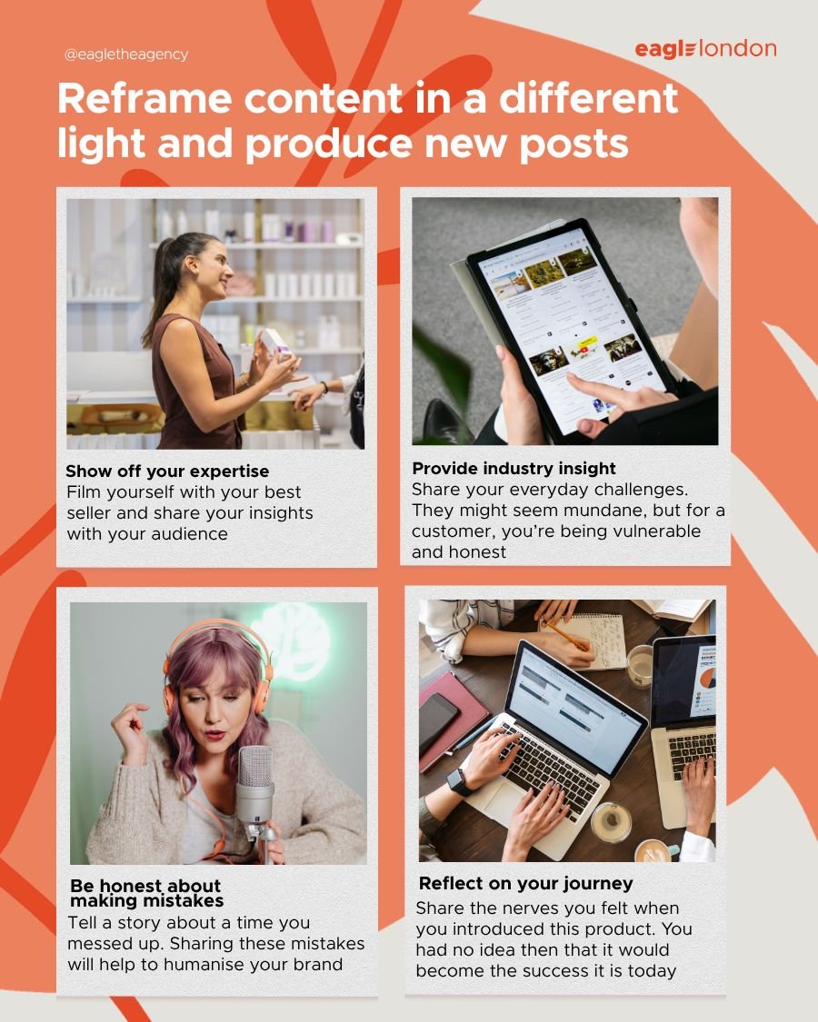 Reframe content in a different light and produce new posts
